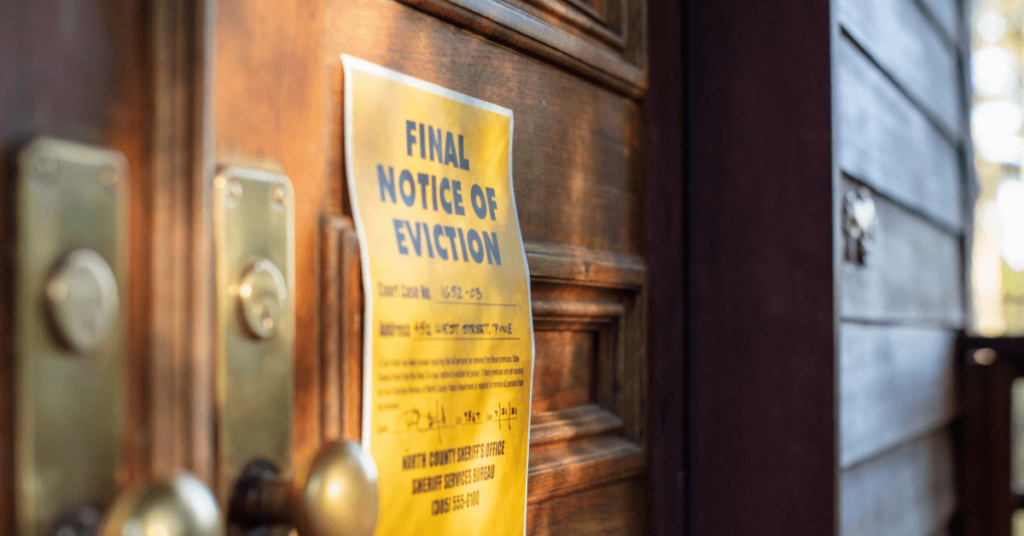 eviction notice on doorway